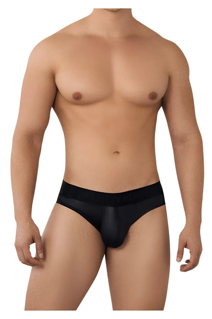 CandyMan 99641 shorty briefs in black feature black mesh fabric with a solid black waistband