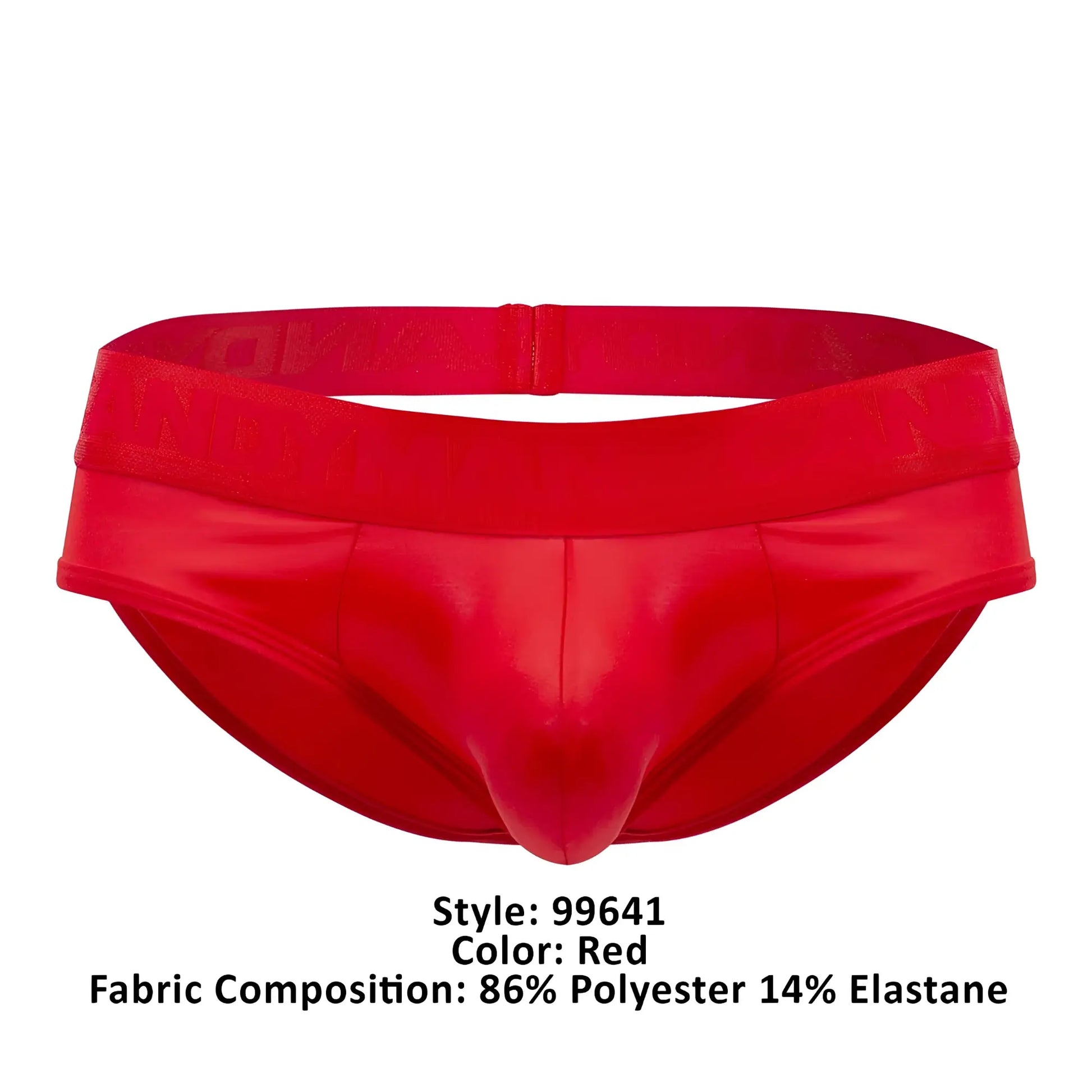 Red glossy polyester and elastane candyMan 99641 shorty briefs with a snug fit and bright red color