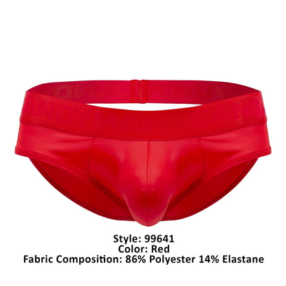 Red glossy polyester and elastane candyMan 99641 shorty briefs with a snug fit and bright red color