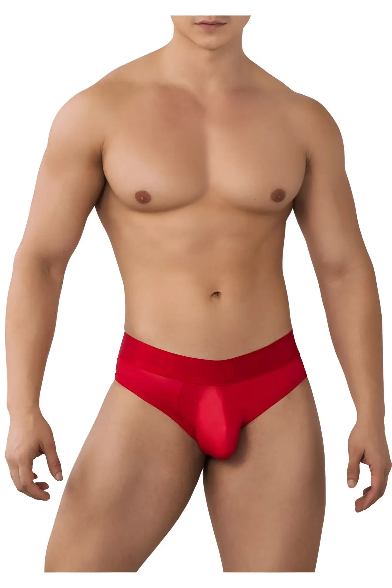 Red satin CandyMan 99641 shorty briefs showcasing smooth material and vibrant color for comfortable wear