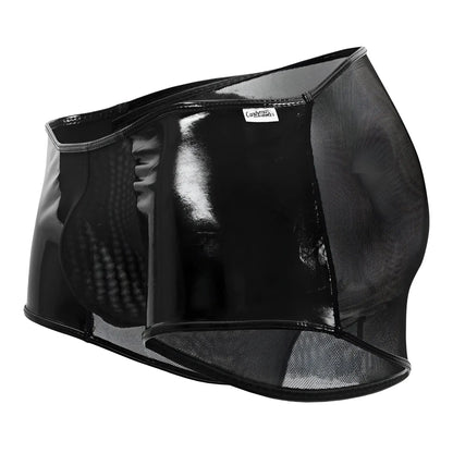 Black candyMan 99737 mesh trunks with glossy patent leather and breathable mesh panels for stylish comfort