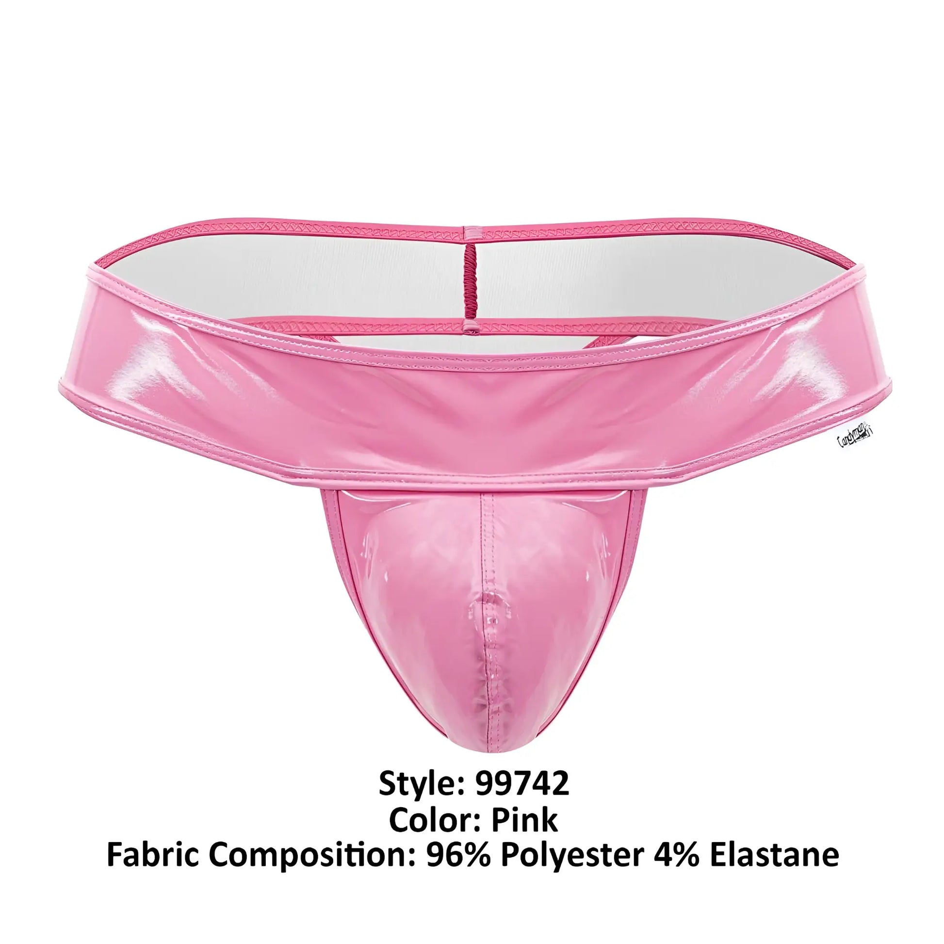 Pink glossy polyester and elastane thong with wide waistband candyMan 99742 gloss thongs color pink