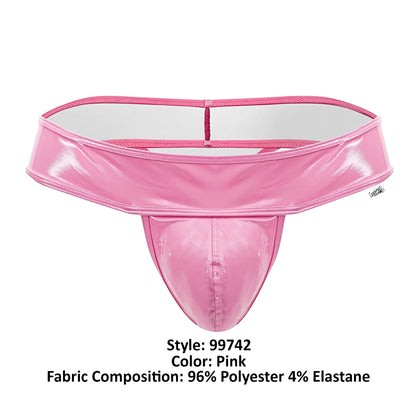 Pink glossy polyester and elastane thong with wide waistband candyMan 99742 gloss thongs color pink
