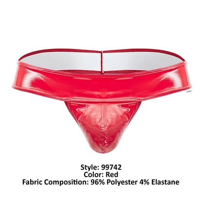 CandyMan 99742 gloss thong in red glossy polyester and elastane with a shiny form fitting design