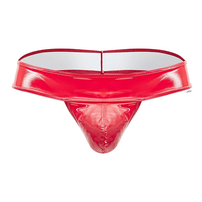 Red patent leather thong with glossy finish and white interior lining from Candyman 99742 Gloss Thongs collection