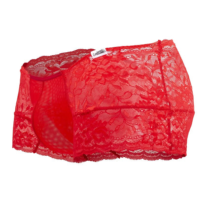 Red lace trunks by Candyman 99745 with floral pattern and elastic waistband in vibrant red color