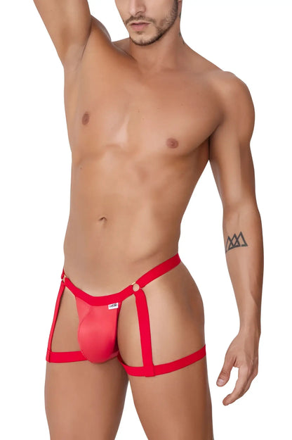 CandyMan 99749 red garter jockstrap with bold straps and supportive design in form-fitting men’s underwear