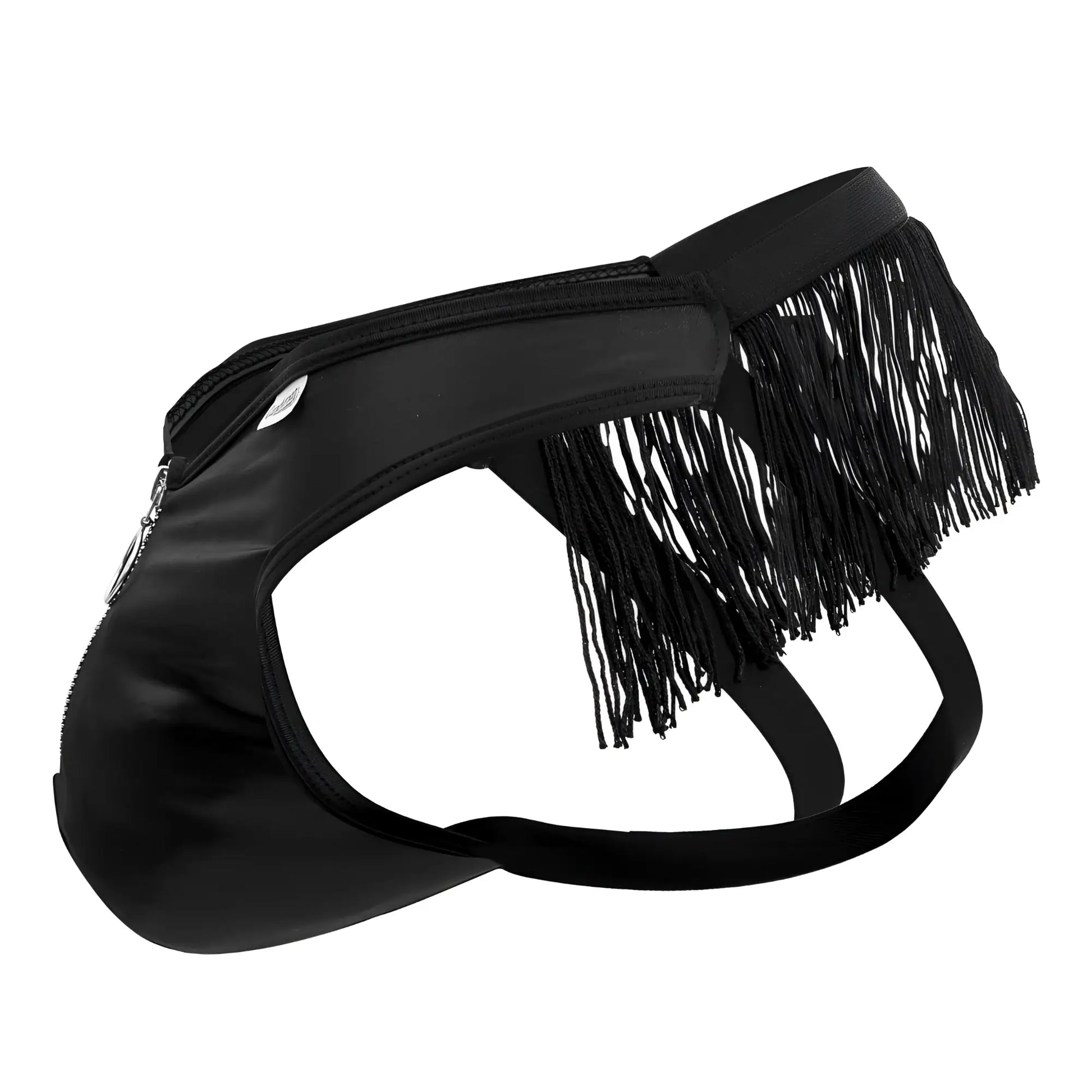 Black fringed briefs candyMan 99753 with sleek shiny material and zipper closure for a bold stylish look