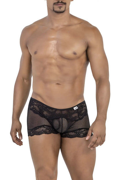 Black lace-trimmed mesh briefs candyMan 99779 in black with sheer breathable fabric for comfortable wear