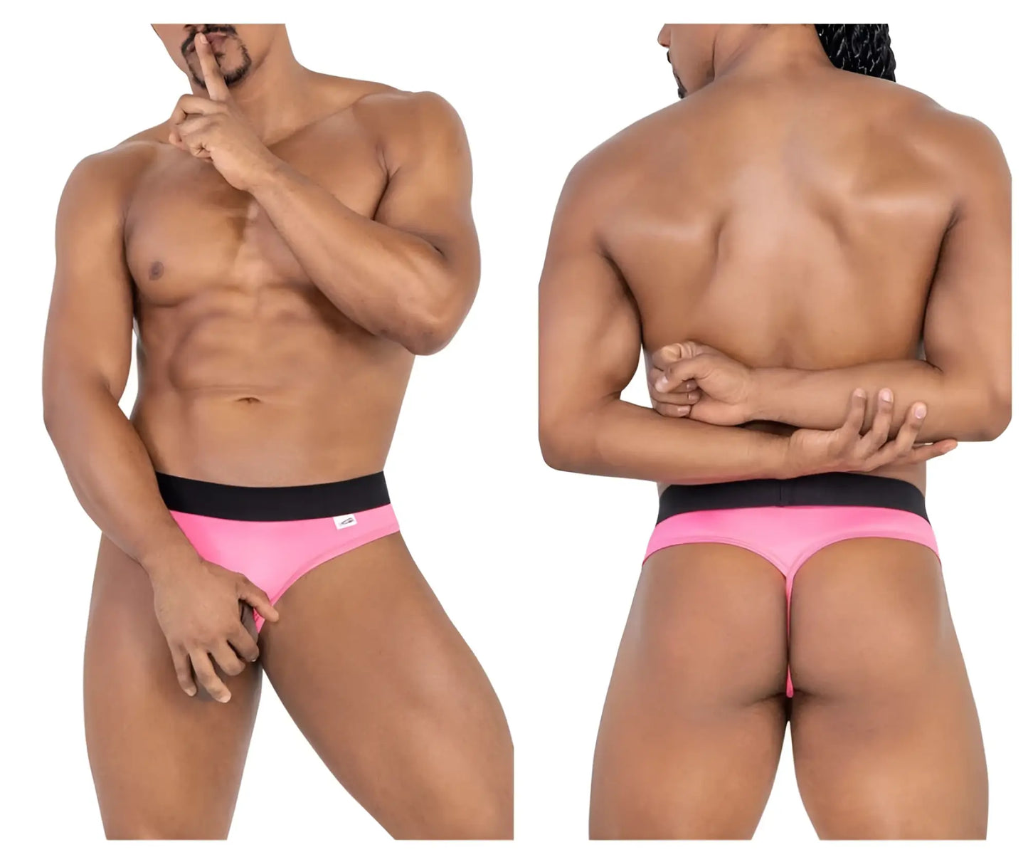 Pink candyman 99781 protuder thong with black waistband designed as athletic briefs for comfortable wear