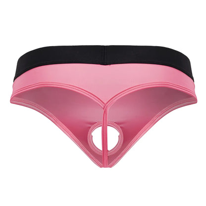 Pink and black CandyMan 99781 protuder thong with central circular cutout designed for bold comfort and style