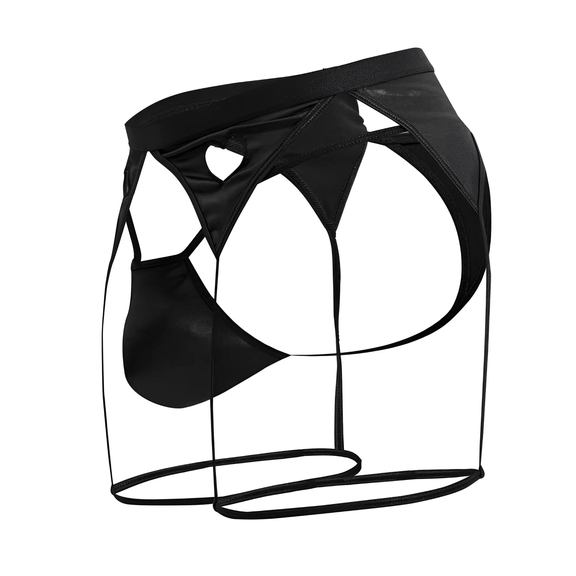 Black faux leather mens briefs with cut-out design and thin straps from candyman 99785 garter outfit