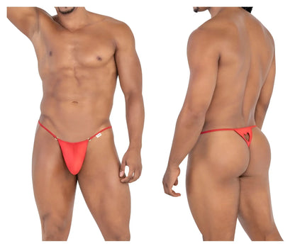 Red CandyMan 99789 thong showing back side with heart-shaped cutout and thin adjustable straps