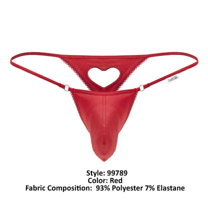Red thong candyMan 99789 with heart-shaped cutout scalloped edges made of 93 polyester 7 elastane