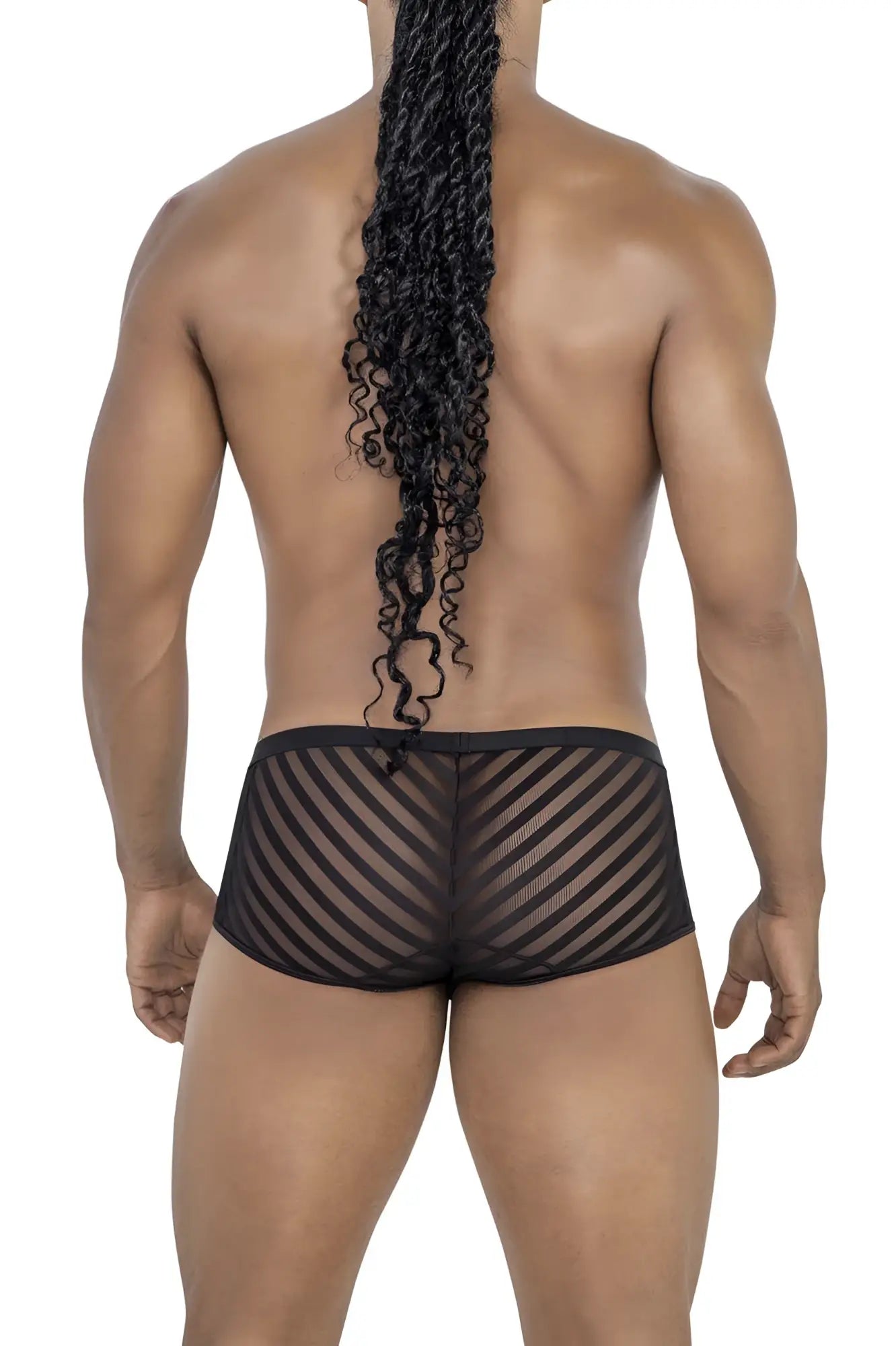 Black mesh briefs candy man 99790 with diagonal striped pattern in black for comfortable everyday wear