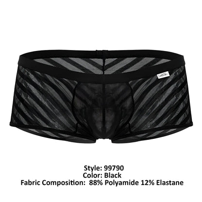 CandyMan 99790 mesh trunks in black feature a black waistband and a diagonal striped mesh pattern