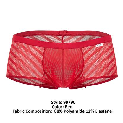 Red mesh briefs candyMan 99790 with diagonal pattern and elastic waistband in red color