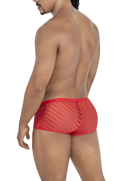 Red diagonal-striped mesh briefs candyMan 99790 mesh trunks in red color with breathable fabric design