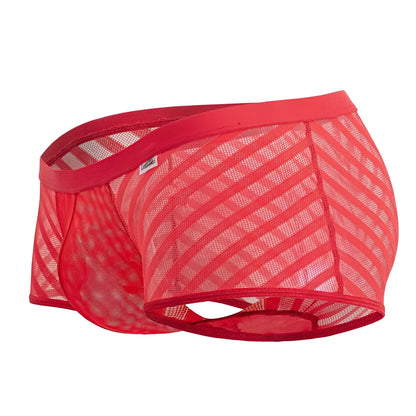 Candyman 99790 mesh trunks in red with diagonal striped mesh briefs and solid red elastic waistband