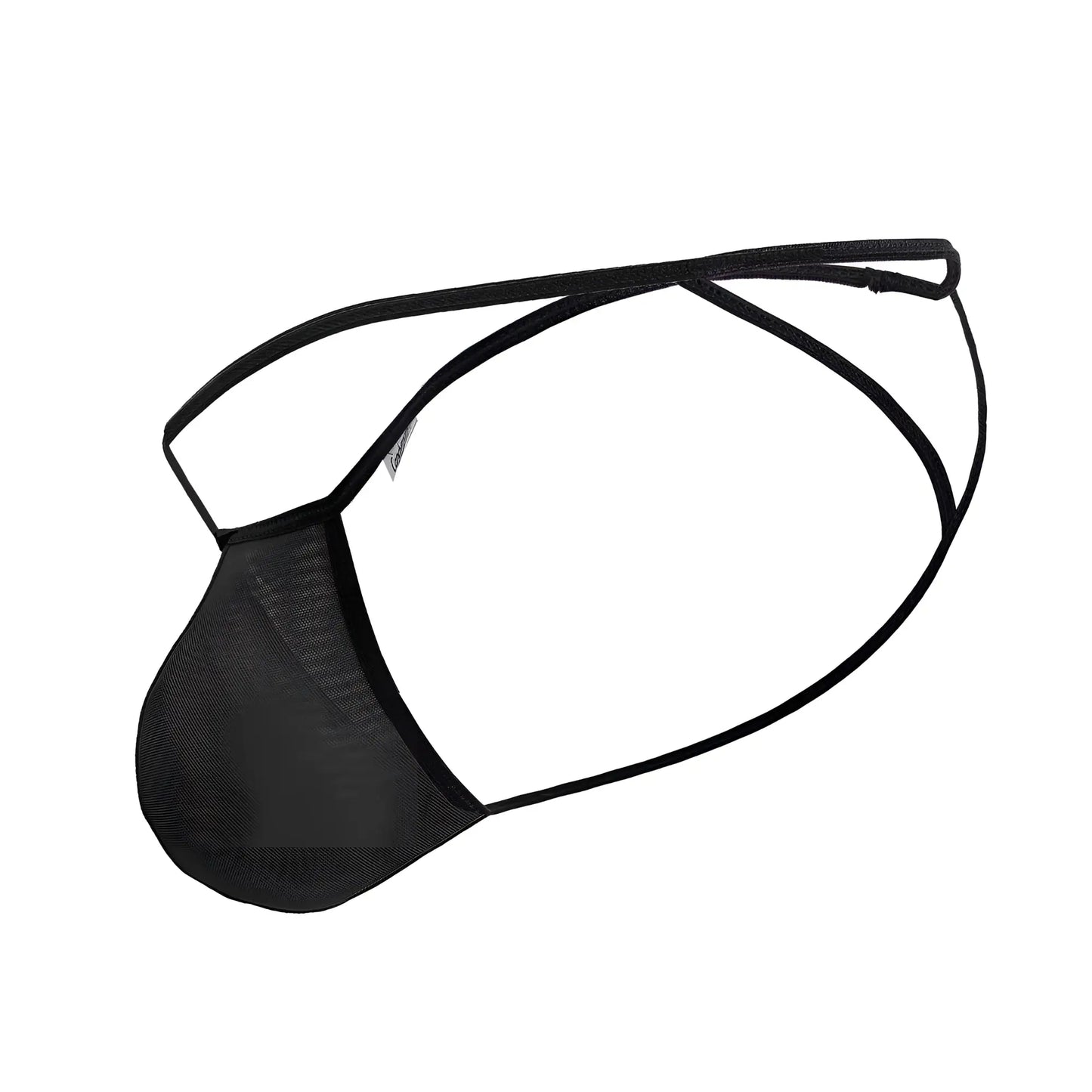 Black mesh thong candyMan 99795 g-string with thin elastic straps showing front side design