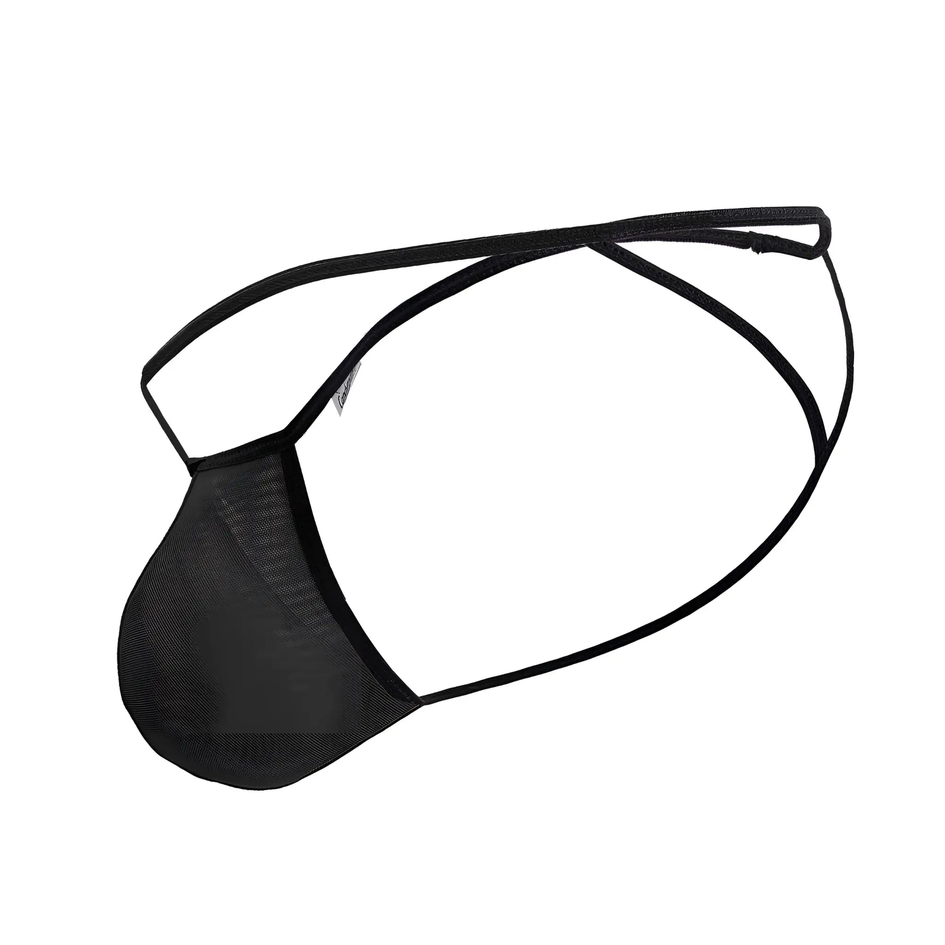 Black mesh thong candyMan 99795 g-string with thin elastic straps showing front side design