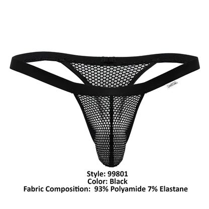 Black mesh thong with solid elastic waistband made from 93 polyamide 7 elastane candyman 99801 mesh thongs black