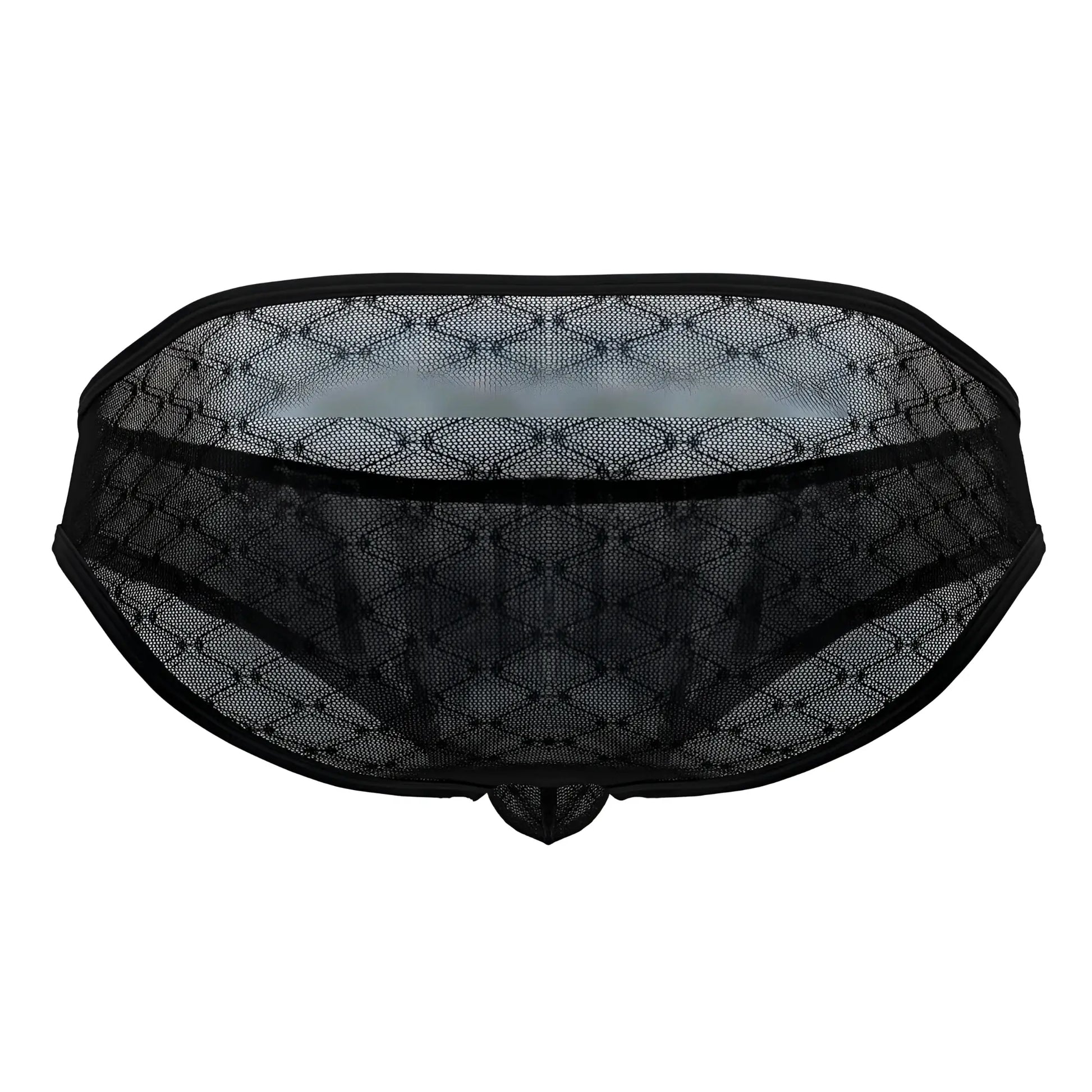 CandyMan 99812 mesh briefs in black feature a diamond-patterned mesh design with solid black lace trim