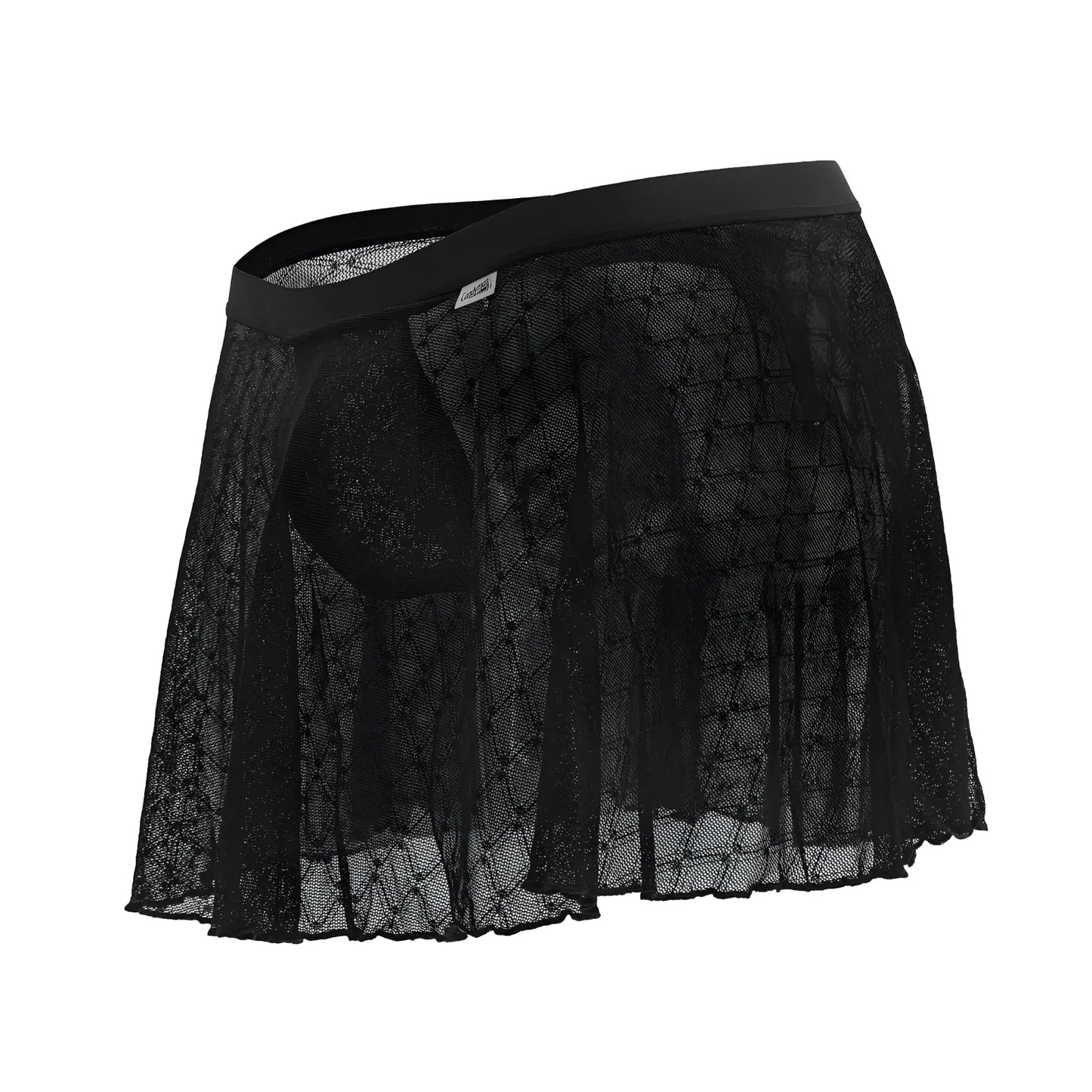 Black lace mesh skirt candyMan 99813 with solid elastic waistband in black color for stylish wear