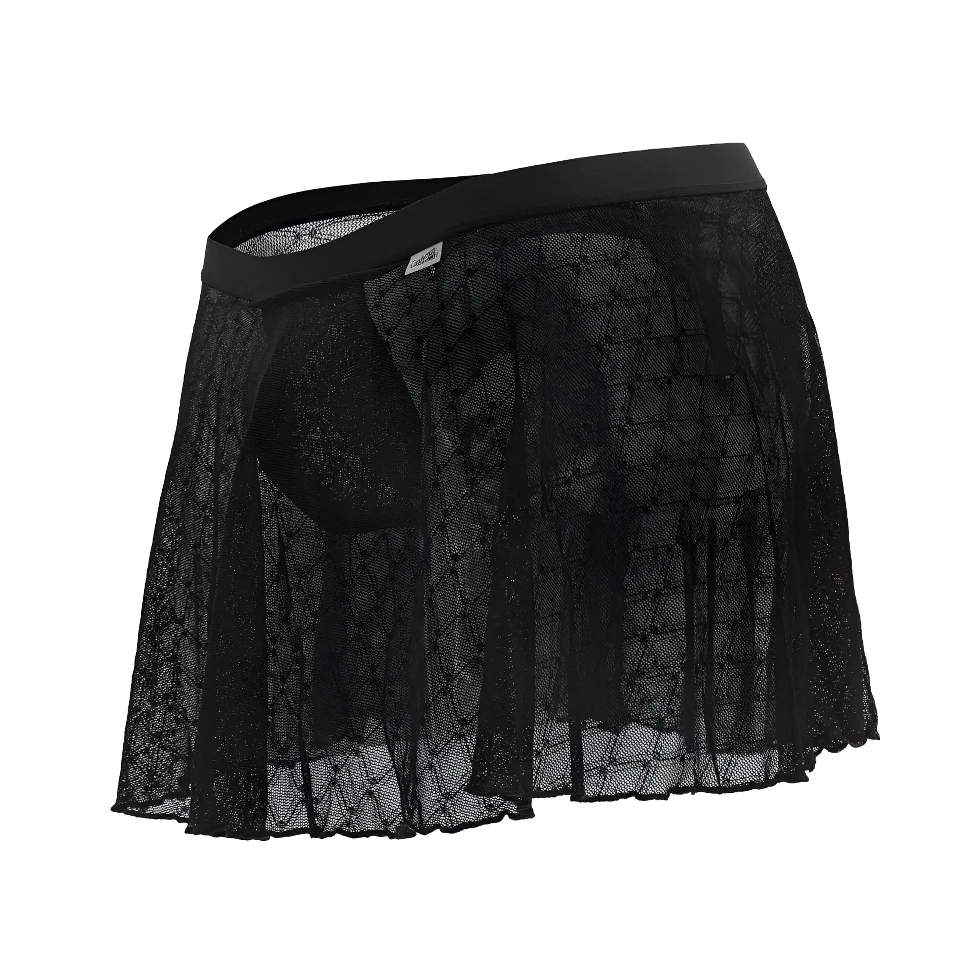 Black lace mesh skirt candyMan 99813 with solid elastic waistband in black color for stylish wear