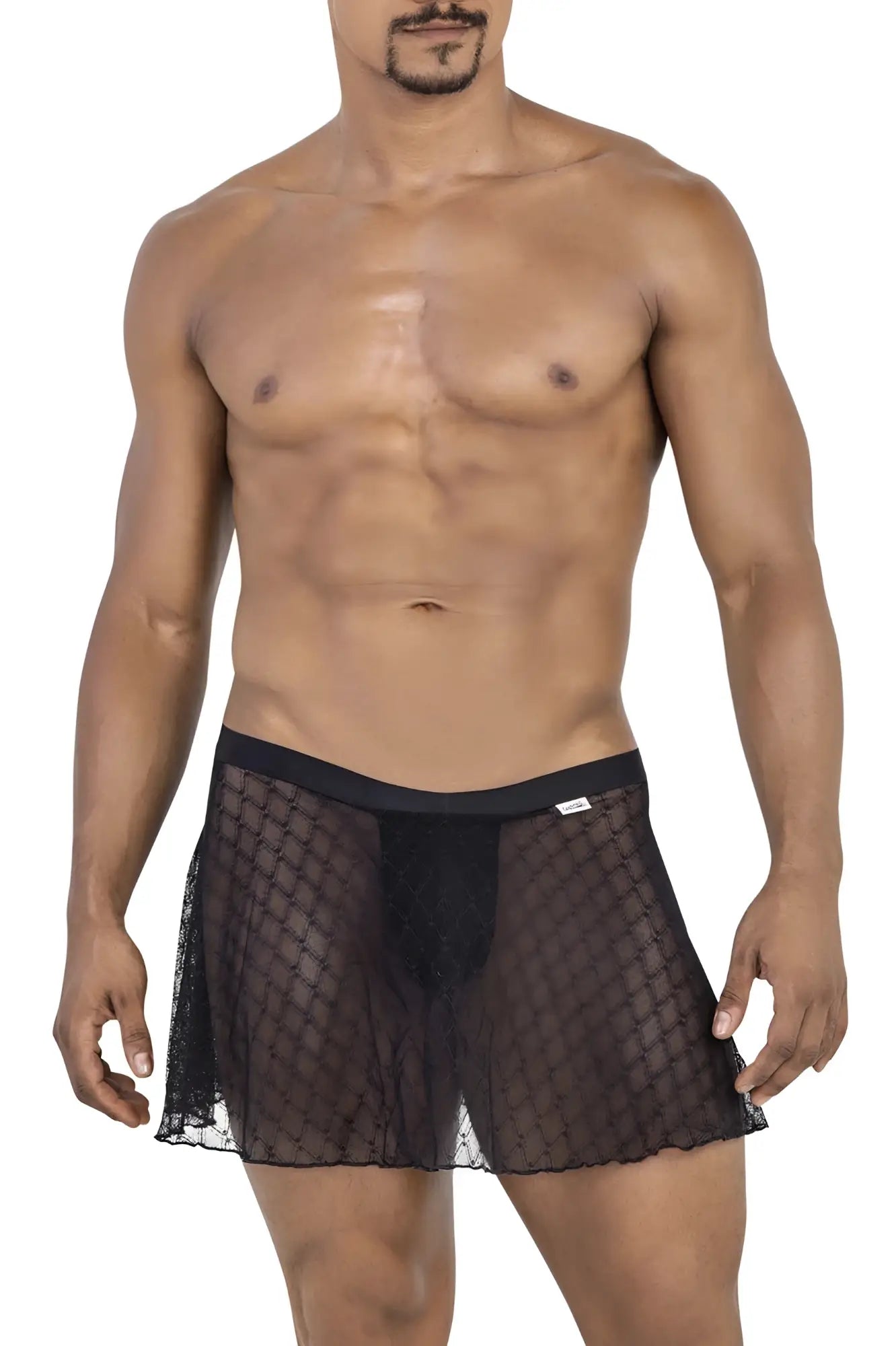 Black sheer mesh briefs with a solid black waistband from Candyman 99813 mesh skirt color black product line