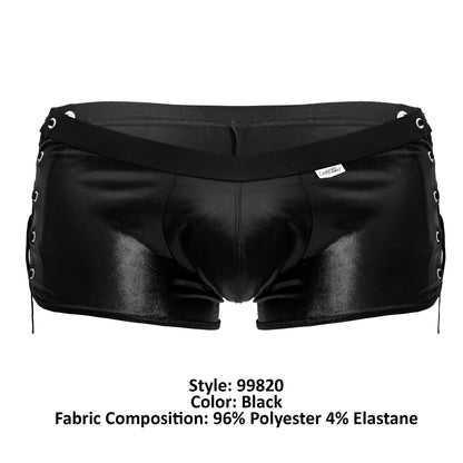 Black shiny polyester briefs candyMan 99820 side-tie trunks with lace-up sides and a stretchy waistband