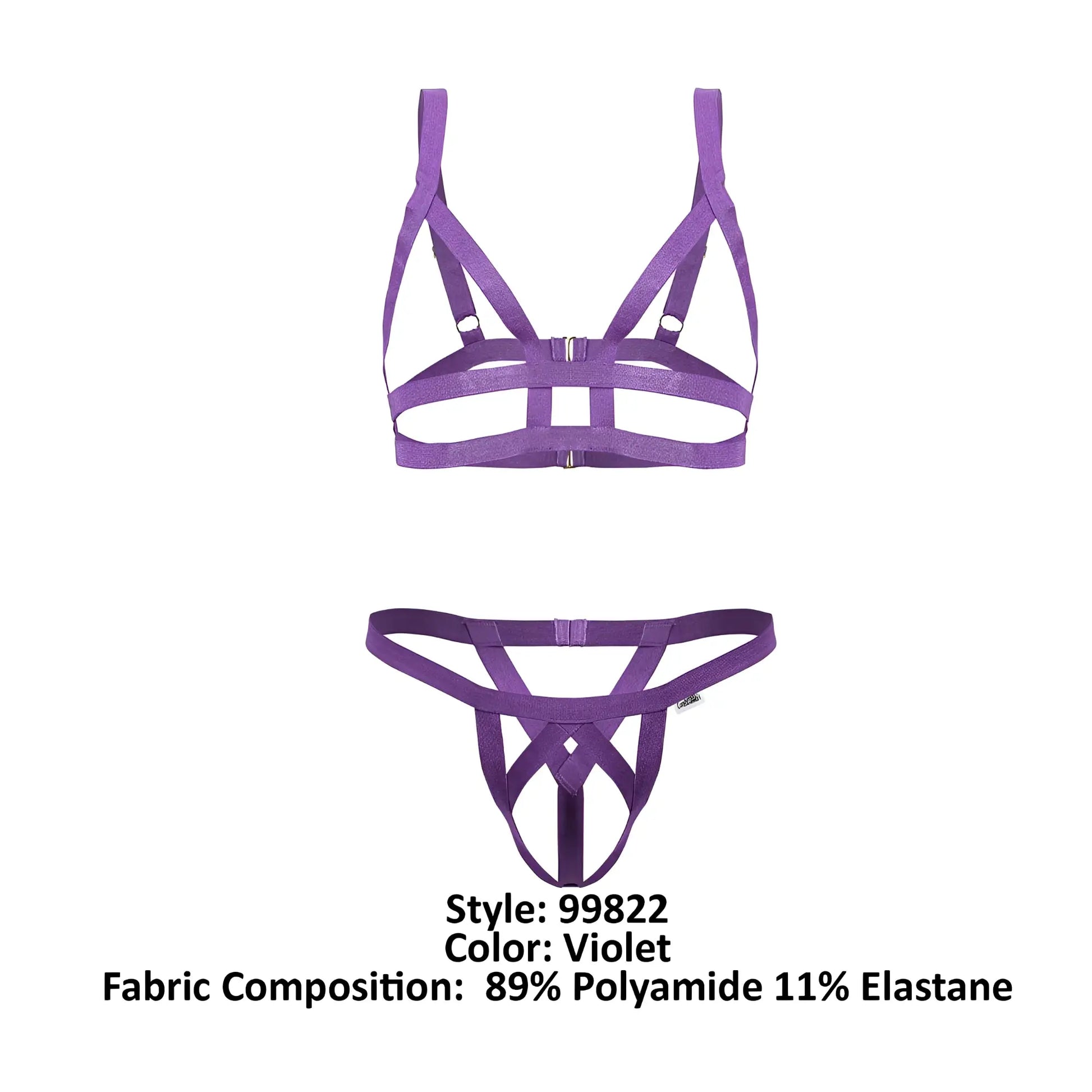 Violet CandyMan 99822 harness-style lingerie set made of 89 polyamide and 11 elastane two piece outfit