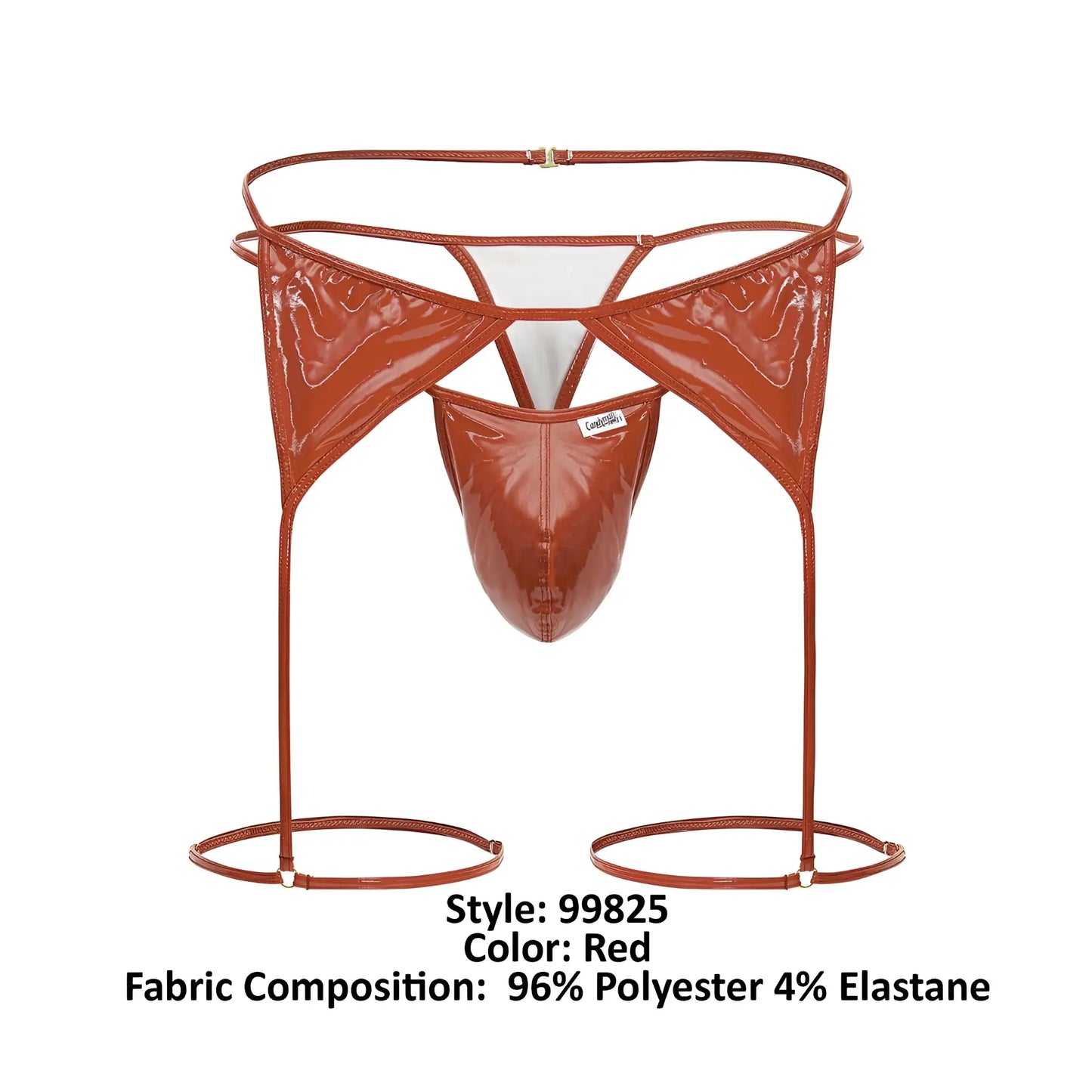 CandyMan 99825 dom outfit red briefs with glossy polyester elastane high cut design and wide straps with foot loops