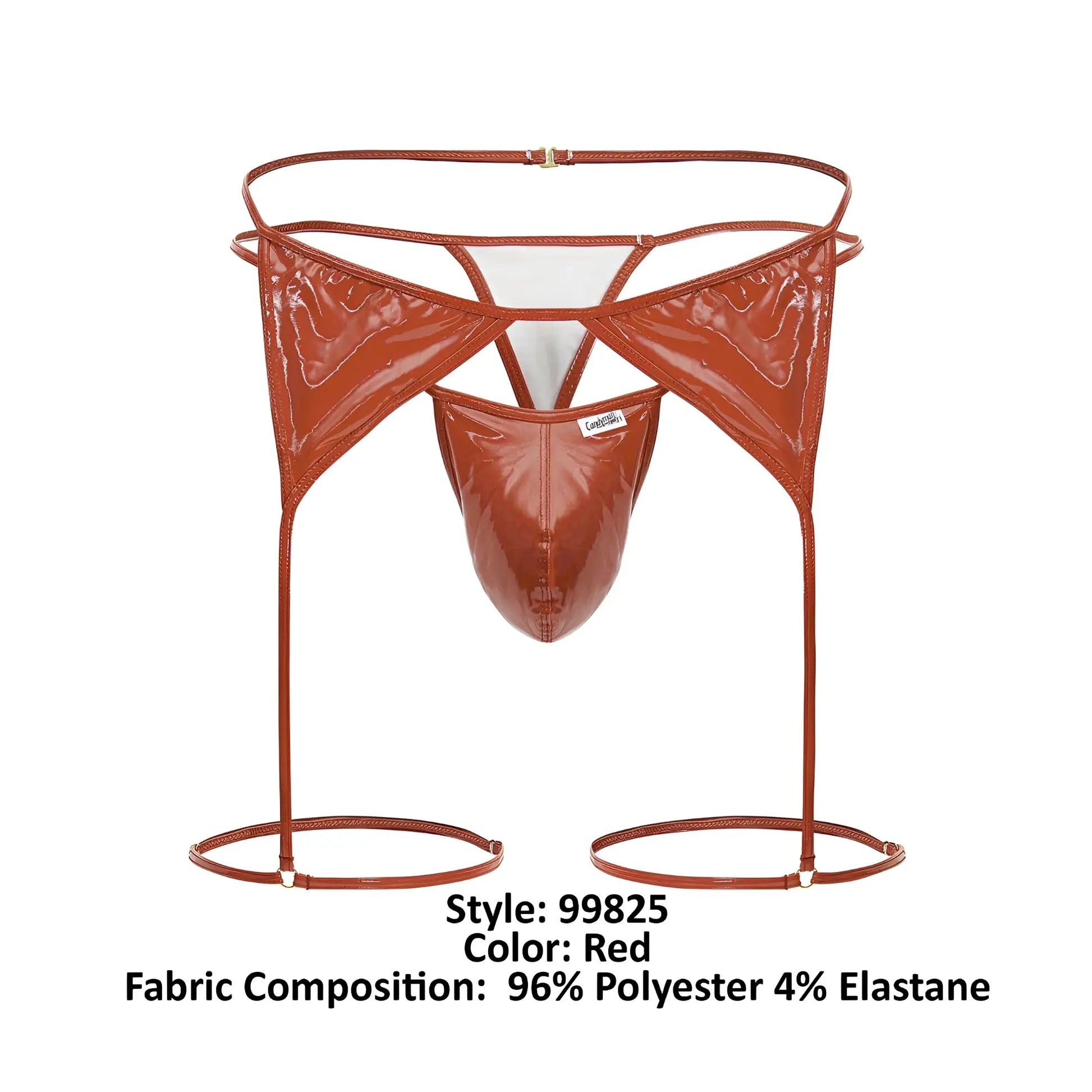 CandyMan 99825 dom outfit red briefs with glossy polyester elastane high cut design and wide straps with foot loops
