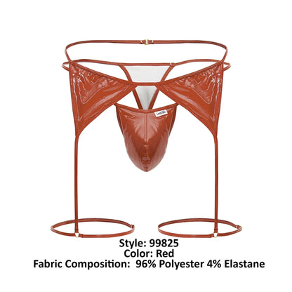 CandyMan 99825 dom outfit red briefs with glossy polyester elastane high cut design and wide straps with foot loops