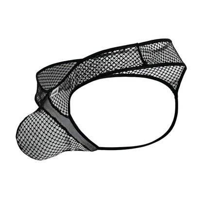 Candyman 99843 fishnet thongs in black featuring contoured design reinforced elastic bands and breathable mesh material