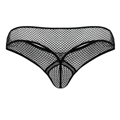 Black candy man 99843 fishnet thong with diamond pattern mesh and reinforced edges shown from the back side