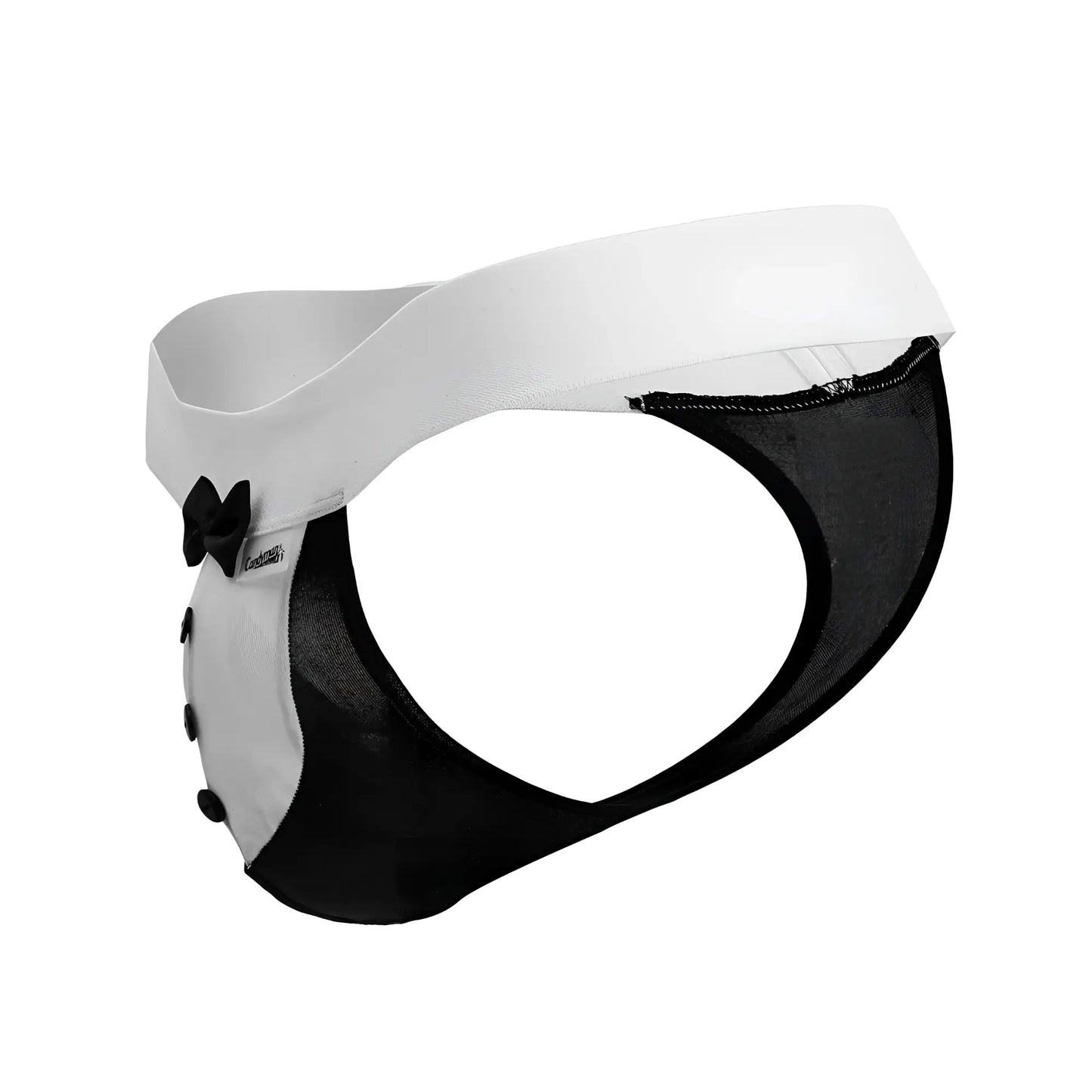 Black and white mesh briefs with bow detail from candyman 99846 tuxedo thongs in black