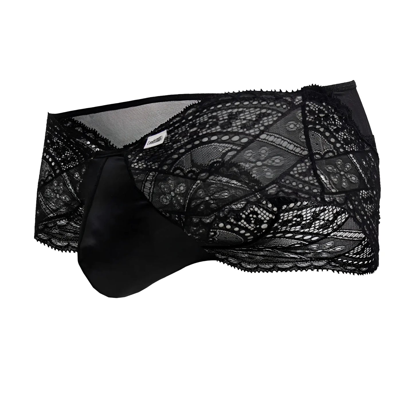 Black lace briefs with a satin-covered pouch candyMan 99863 lace briefs color black for stylish lingerie wear