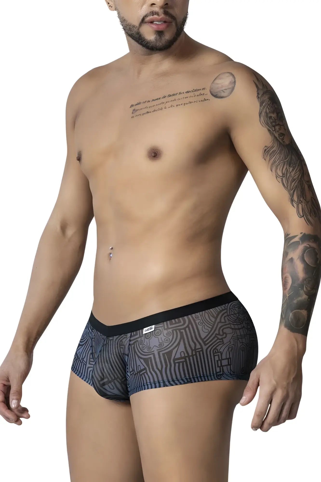 Dark blue patterned candyMan 99873 Egyptian trunks men’s briefs with black elastic waistband in gray-black color