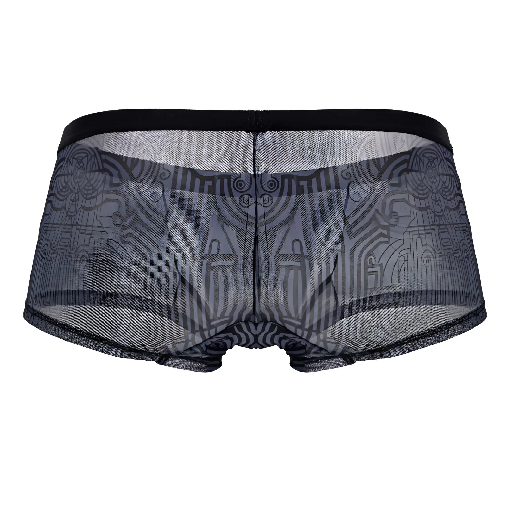 Black mesh briefs with subtle gray geometric pattern candyMan 99873 Egyptian trunks color gray-black front view