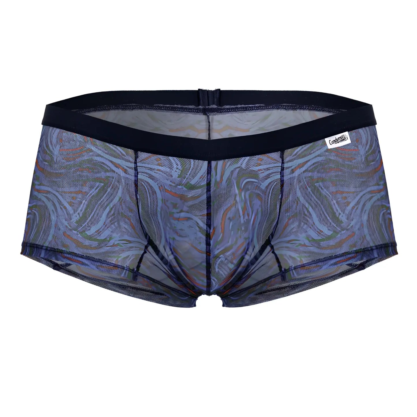 Candyman 99873 seawater multicolor print briefs with blue green marbled mesh and black elastic waistband
