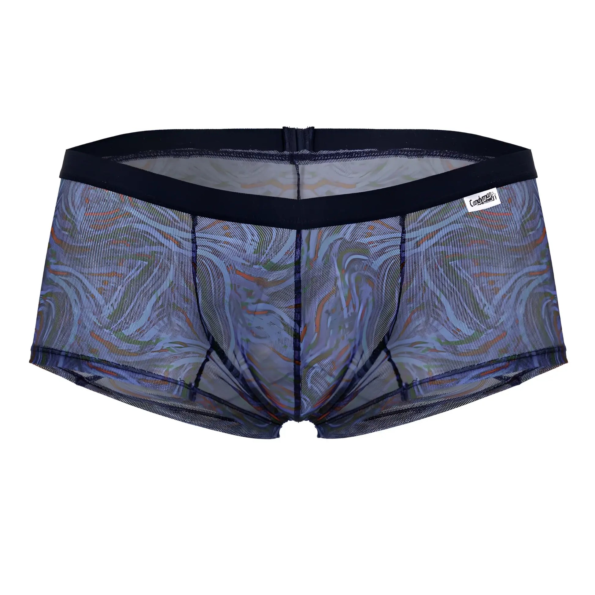 Candyman 99873 seawater multicolor print briefs with blue green marbled mesh and black elastic waistband