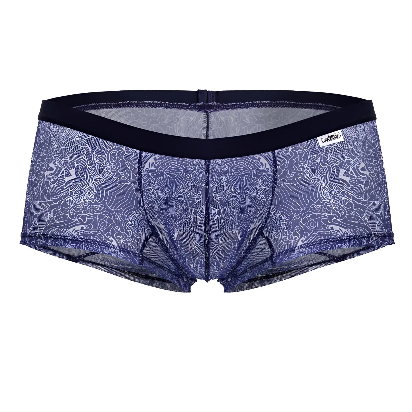 Bluelace patterned men’s briefs with black elastic waistband from candyman 99873 water prints trunks blue white