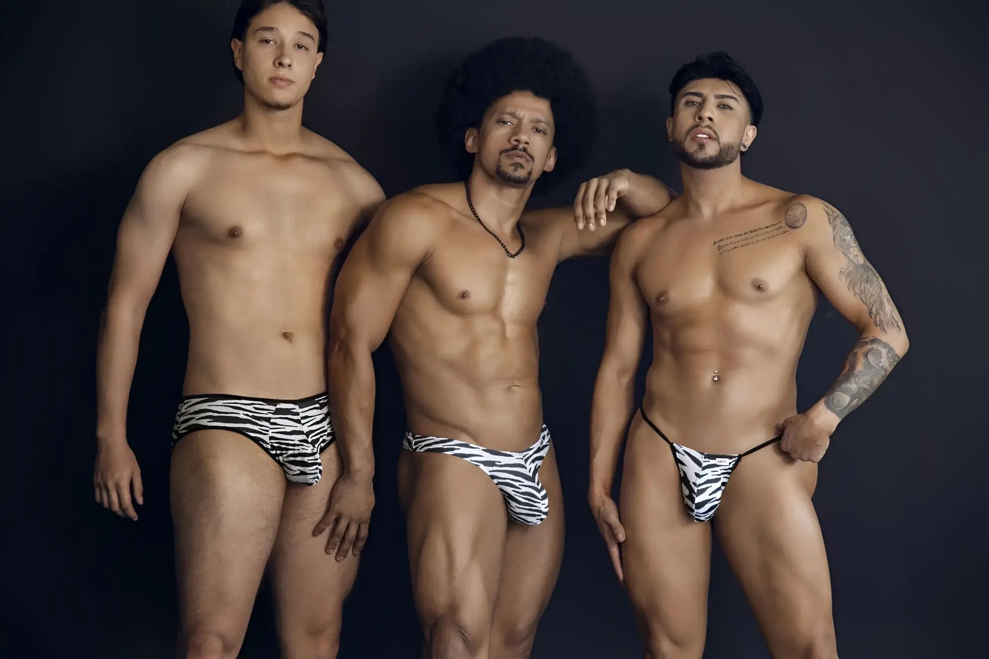 CandyMan 99882 zebra thongs in black and white zebra print briefs showing the front side