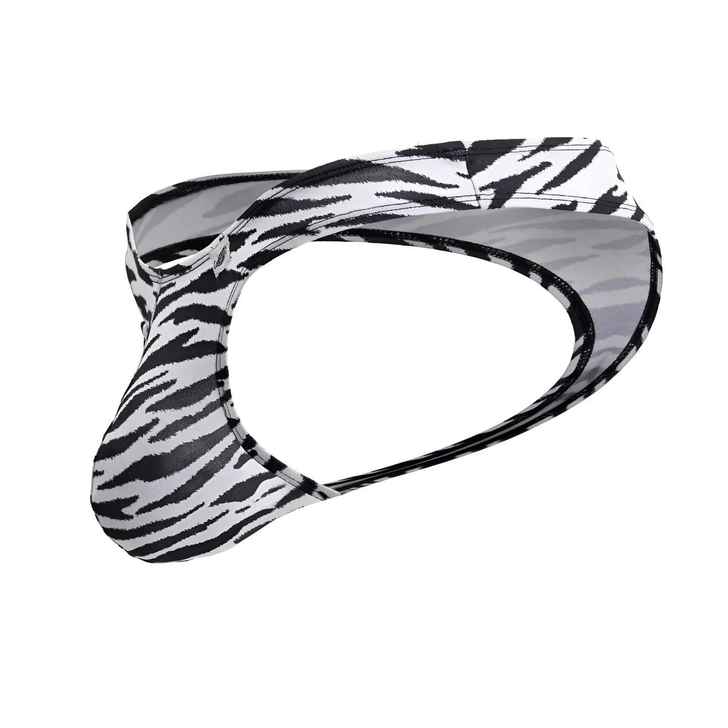Men’s candyMan 99882 zebra print thongs in black and white zebra-striped sleek form-fitting design