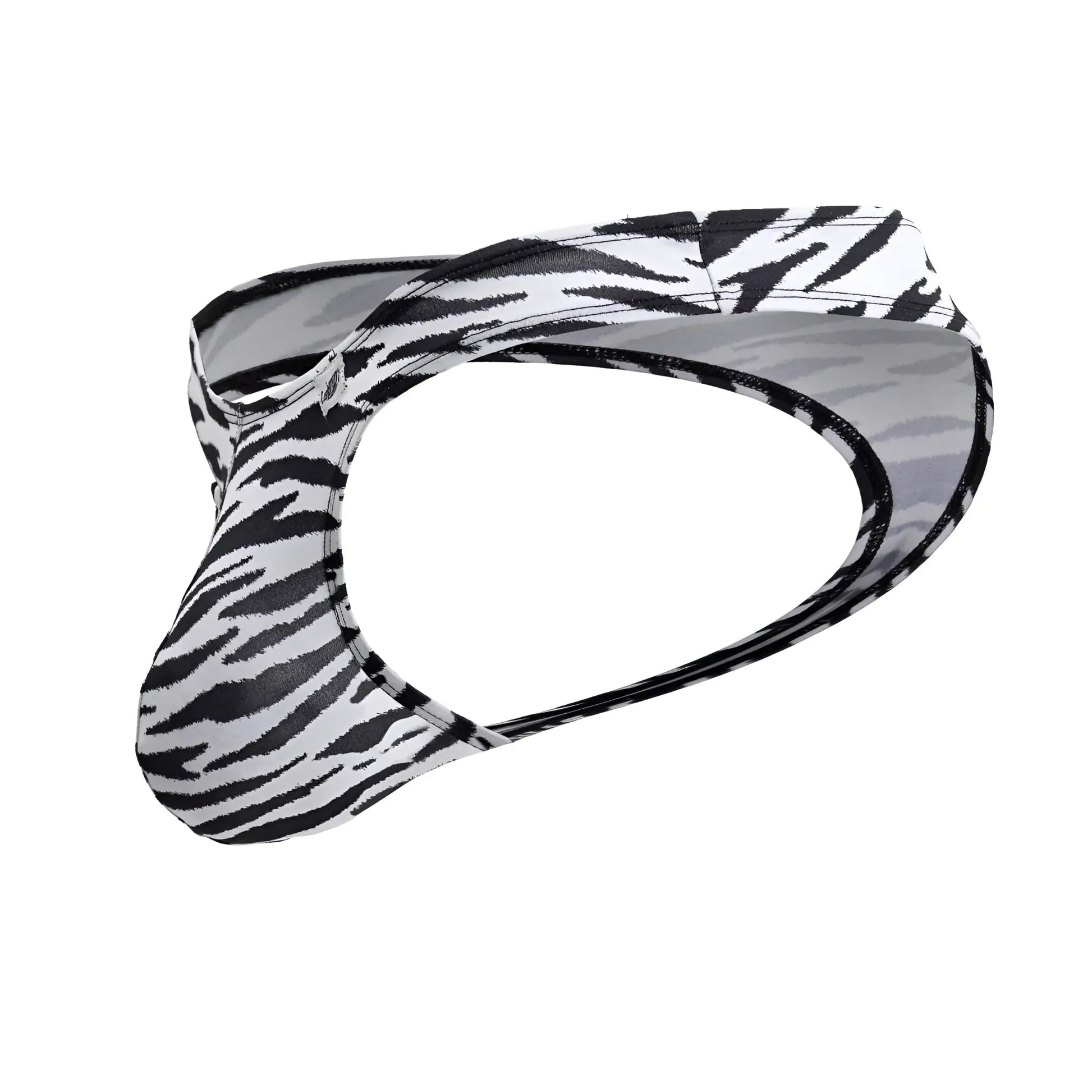 Men’s candyMan 99882 zebra print thongs in black and white zebra-striped sleek form-fitting design