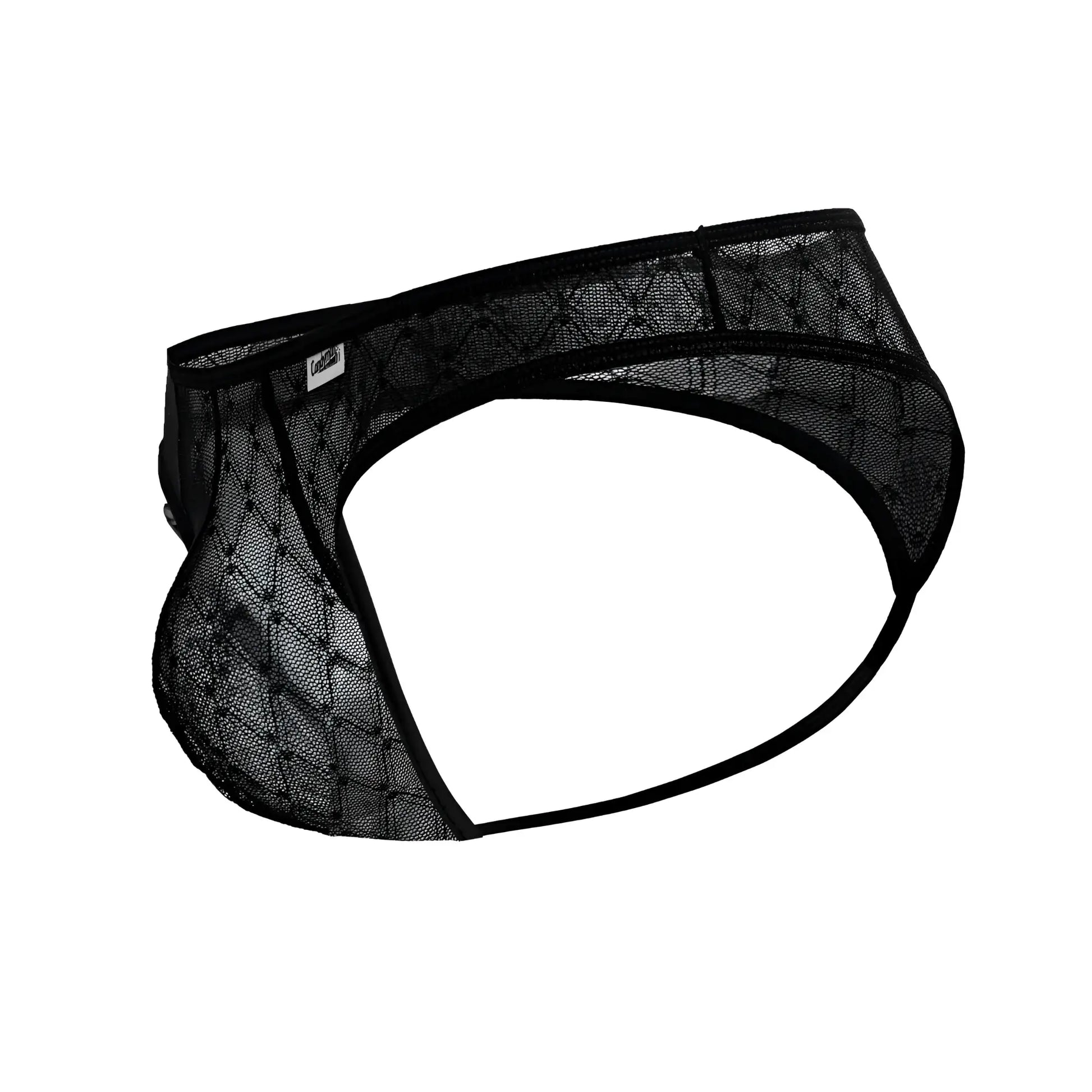 Black candyMan 99894 geometric mesh briefs with diamond-patterned lace and reinforced elastic waistband