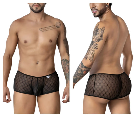 CandyMan 99896 geometric mesh trunks in black feature a diamond-patterned design with a reinforced waistband