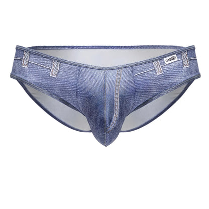 Blue denim candyMan 99897 cowboy briefs with stitched belt loops and white interior lining for men